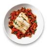 Fred's Spanish style hake with tomatoes and chickpeas