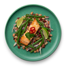 Fred's roast salmon fillet with a mixed bean salad