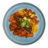 Fred's big sea bream with sweet potato crisps, charred corn and avocado & tomato salsa
