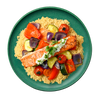 Fred's roast salmon fillet with roasted veg and cous cous